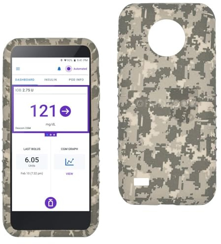 Sugar Medical Omnipod 5 Gel Skin Case with Dexcom G7 Cutout | PDM Protective Cover | Protect Omnipod 5| Diabetes Care(Digital Camo)