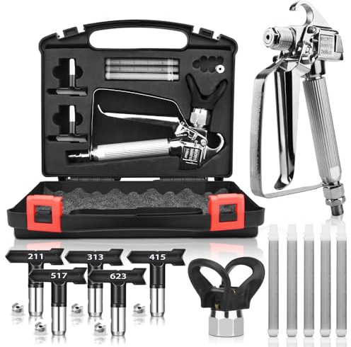Kit Pistola Per Verniciatura Airless Con Protezione Ugello, 5 Ugelli Di Spruzzo, Pistola A Spruzzo Da 3600 PSI E 5 Filtri Per Pistola Per Verniciatura Airless