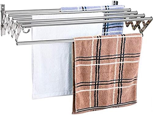 HIARAN Ausziehbarer Wäscheständer zur Wandmontage, Wäscheständer mit 6 Stangen zum Aufhängen von Kleidung, Handtuchhalter, Wäscheleine (Größe: 50 cm) (100 cm) Lucky Star