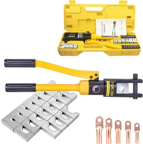 Hydraulic Crimping Tool, 12T Hydraulic Crimper, Hydraulic Crimping Pliers, 16-300mm² Hydraulic Cable Lug Crimper, with 11 Dies YQK-300