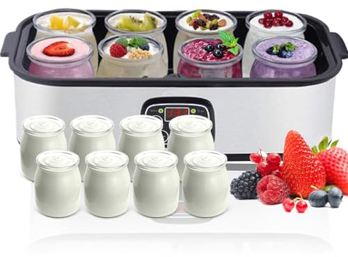 1400ML Yogurt Machine, Automatic Yogurt Maker with 8 Jars, LED Display/Constant Temperature Control/ 180ml Glass Jars,Portable Healthy Yogurt Fermentation for Homemade Yoghurt at Home