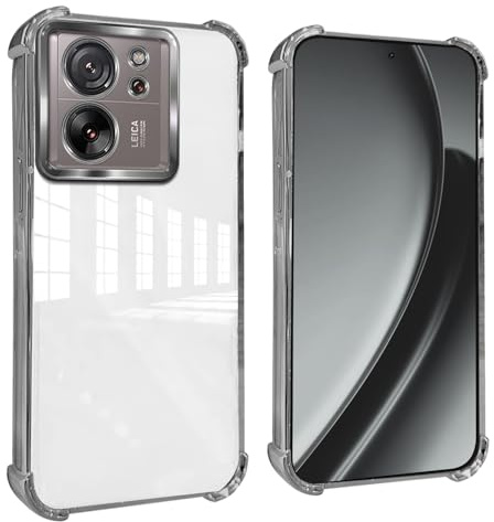 GOGME Funda para Xiaomi 13T / 13T Pro Esquinas Reforzadas con Protector Cámara Carcasa/TPU Anti - Arañazos Antigolpes Suave Clara Design - Plata