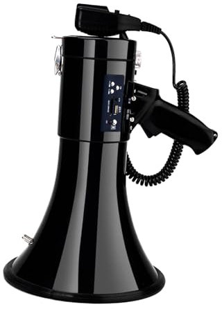 Amagogo Megafon-Bullhorn-Megafon-Lautsprecher mit Mikrofon, einstellbare Lautstärke, tragbarer Verstärker 50 W für Outdoor-Aktivitäten, Vielseitiges Schwarz