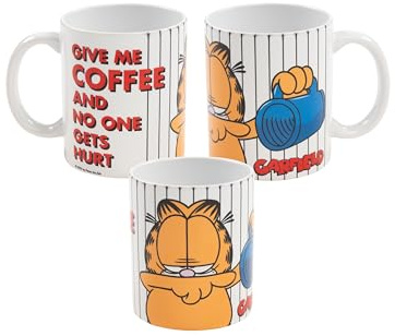 Garfield - Taza de café (cerámica, 320 ml), color blanco