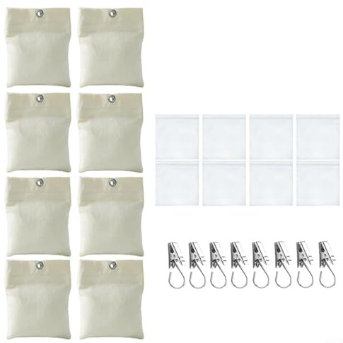 8 Stück Outdoor Vorhang Leinwand Gewichte, 425.2 g Sandsack mit Metallklemmen Selbstklebender Verschluss Tragbare Gewichtstasche für Garten Pavillon Terrasse Vorhänge