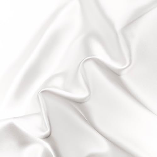 22 Momme 100% Mulberry Silk Charmeuse Fabric 114cm Wide x 5m Ideal for Dresses Lining Crafts Weddings - Luxurious White Silk Material