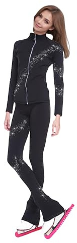 LIUHUO Eiskunstlauf-Jacke, Hose, Fleece, für Mädchen, Wettkampftraining
