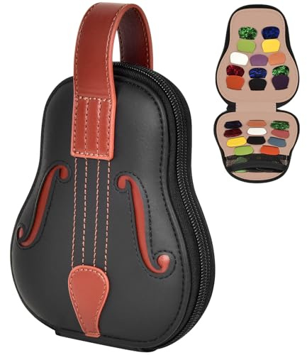 Peciue Guitar Picks Holder Case Hold 24+ Packs, Pick Variety Accessories Storage Pouch Organizer for ROTOPATA/for Jim Dunlop/for Picko Plectrums for Acoustic Electric Guitars Bass Ukulele (Box Only)