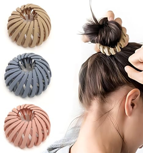DWFEYOI Haarspangen damen,3 Stück Haarspangen für Damen, Vintage Vogelnest Haarklammern Große Haarclips Haargreifer Haar Accessoire Haarschmuck für Mädchen Damen, Einfarbig