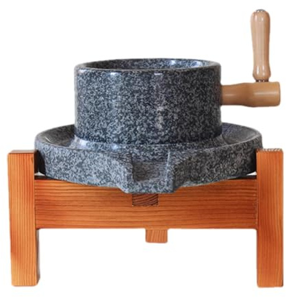 Molinillo de piedra vintage hecho a mano con soporte de madera, molinillo manual para café, trigo y arroz, perfecto para las necesidades tradicionales de molienda