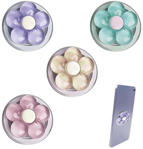 4 PCS Crystal Flower Stands Stick On Phone Stand Mobile Phone Accessories PhoNe Grips For Back Of PhonE Handle Candy Color Flower Design