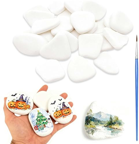HuaCommerce 18 Stück Flache Steine zum Bemalen, Natürliche Kieselsteine 3-8 cm für DIY Kunstprojekte, Kreatives Malen für Erwachsene, Ideal für Bastelideen, Home Deco, Garten Deko und Geschenke