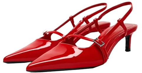 WQHPLMD Womens Slingback Kitten Heel Closed Pointed Toe Sandals Party Wedding Dress Shoes 5 CM