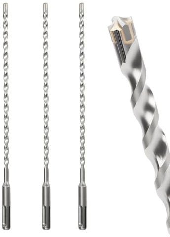 MOXPIFY 3PCS 6.5mm SDS Masonry Drill Bit 260mm Long for Reinforced Concrete | Brick Walls, 6.5 mm Hammer SDS Plus Drill Bit (6.5mm x 260mm x 3)