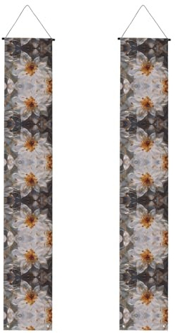 Gigli bordati con striscioni per portico stampati in oro, striscioni decorativi appendibili, adatti per interni ed esterni, decorazione per portico da giardino