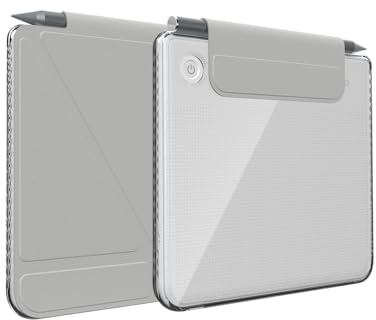 TUDIA M-Flip Coque Magnétique Transparente Amovible Compatible avec Kobo Libra Colour (2024) [Veille/Réveil Automatique] Étui Arrière Transparent Pliable avec Porte-Stylet (Gris)
