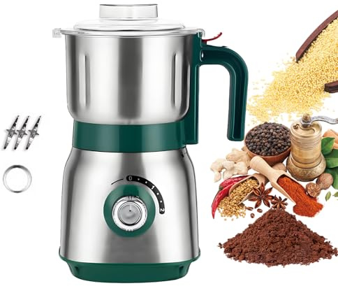 Molino eléctrico de 500 W, multifunción, acero inoxidable, gran capacidad, 600 ml, 2 velocidades, extraíble y fácil de limpiar, para café, especias, nueces y hierbas (A)