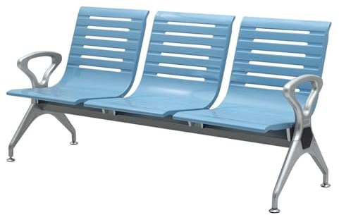 WANGCEPLSD Wartezimmer Stühle aus Stahl, 3 Sitzer Besucherstuhl, Tragkraft 300 Kg, für Lobby, Konferenzraum, Eingangsbereich, Speisesaal(Blue)