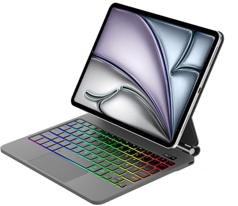 Tiiomioon Magic Teclado para iPad Air 11'' M4 2026/M3 2025/M2 2024/Air 5/4 | Magic Keyboard para iPad Air 11''/Air 5/4, Español Trackpad Bluetooth Retroiluminado Teclado para iPad Pro 11'' 4/3/2/1-Negro