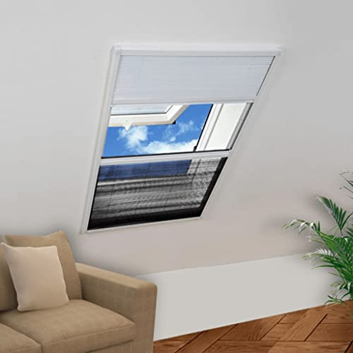 Moustiquaire Enroulable Alu pour Fenêtre de Toit, Store pour Fenêtre de Toit Plissée Aluminium 160x80 cm avec store occultant
