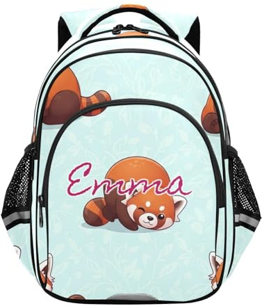 RPLIFE Sac à dos personnalisé pour enfants pour filles garçons âgés de 6 à 12 ans Sacs à livres cool personnalisés pour garçon, Panda rouge bleu clair, 17 Inch