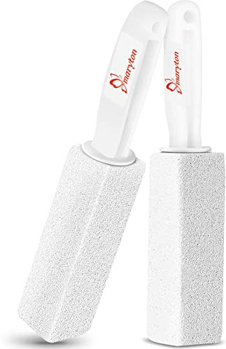 Maryton Pumice Stone with Handle for Cleaning Toilet Bowl Ring and Hard Water Stains Pack of 2 (White)