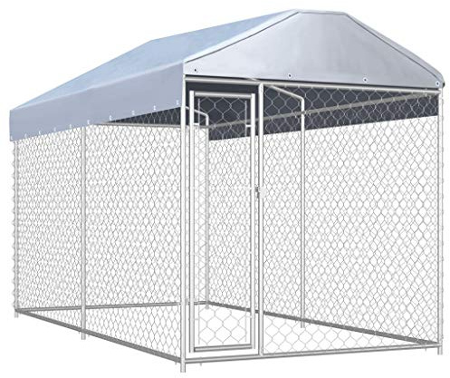 Chenil d extérieur avec toit pour chiens 382x192x225 cm