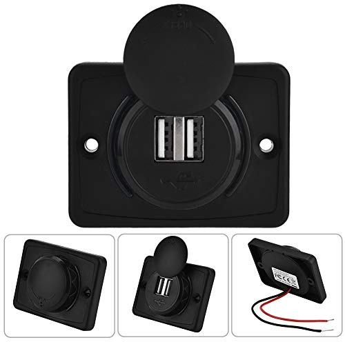 USB-Ladegerät für Auto, 3,1 A, USB-Anschluss, 12 V, LED, wasserdicht, ABS, Schwarz