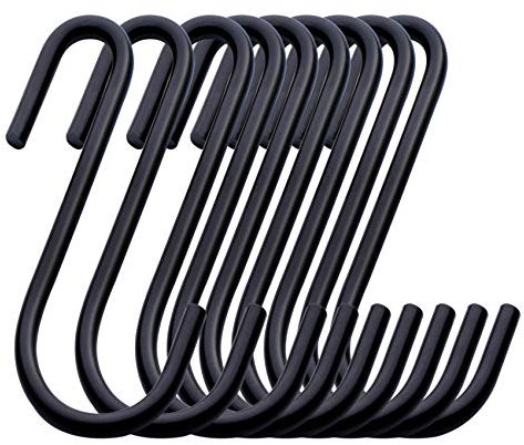 ilauke Confezione da 32 Ganci Resistenti a S, Neri a Forma di S,Multifunzionali Ganci a Forma di S Attaccapanni Gancio per Cucina, Camera da Letto e Ufficio (Nero Opaco)