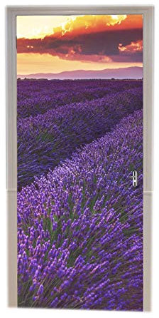 A.Monamour Türtapete Selbstklebend Türfolie Türposter 3D Sonnenuntergang Lavendelfeldern Natur Landschaft Der Provence Frankreich Vinyl Folie Türdeko Tapete Wandbild Türaufkleber Türtattoo 77 x 200 cm