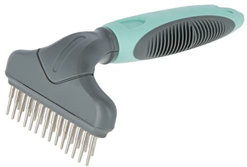 Kerbl Pet Étrille de démêlage 2 rangées Turquoise/Gris, 15X9cm