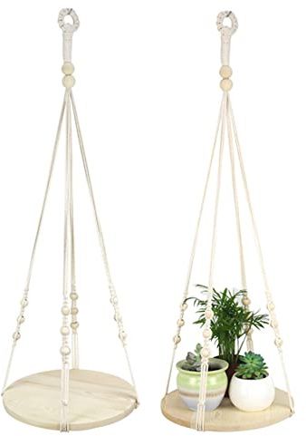 Makramee Blumenampel Baumwollseil Hängeampel Blumentopf Robust Makramee Pflanzenaufhänger Boho Handgewebt hängepflanze Aufhänger Außen Innen Wandbehang für Decke Balkon Gartendekor Wanddekoration