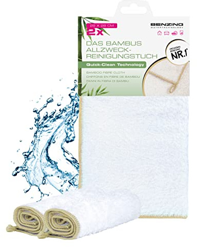 Benzing Water Technology 2X Bambus Allzweck-Reiningungstuch, Spültuch, nachhaltig, umweltfreundlich, langlebig (Natur) A-162102000-BT2-BE 28x28cm