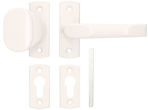 KOTARBAU® Satz Griff 125 mm + Knauf 65mm mit Rosetten für Profilzylinder für Tore und Pforten Weiß