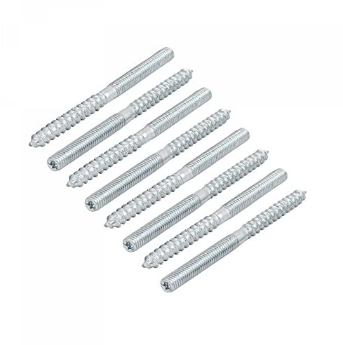 sourcing map Double Ended Screws (M6x80mm) 8pcs, Hanger Bolts Carbon Steel Self-Tapping Double Sided Screws - for Home Repairs