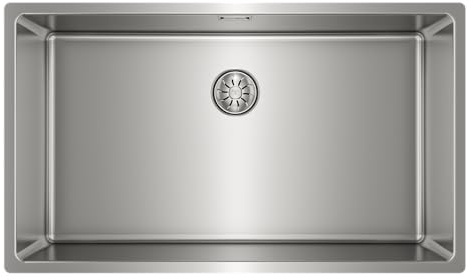 TEKA Fregadero Bajo Encimera 1 Seno, 80cm, Inox, Profundidad 20cm, Tratamiento PureClean, Válvula Canasta PerfectFlow y Sifón, SilentSmart, Modelo Be Linea RS15 71.40