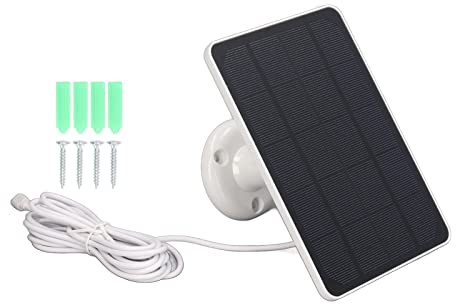 Panneau Solaire 10W avec Micro USB pour Caméra de Sécurité, Portable, ABS et Silicium Monocristallin, 5V, Blanc