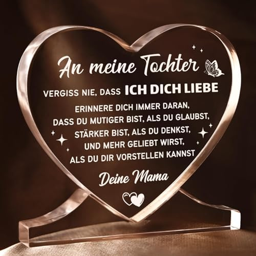 Juratar Mutter Tochter Geschenk, Herzförmiges Acryl Heimat Dekoration | Geschenk für Tochter, An Meine Tochter Geschenke von Mama, Geburtstagsgeschenk für Tochter zum Muttertag & Weihnachten