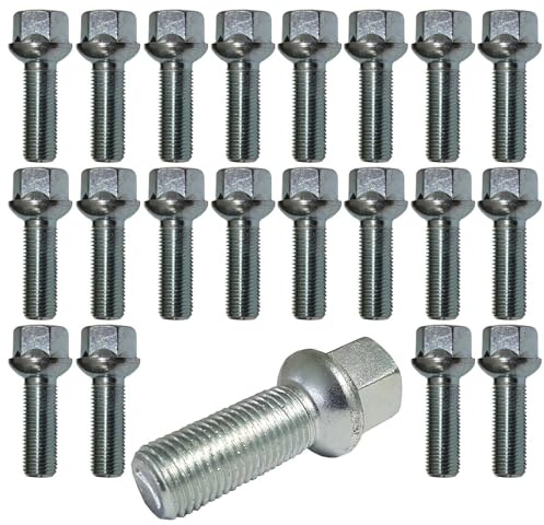 TRACER 20 tornillos de rueda plateados R14 M14 x 1,5 60 mm compatibles con Volkswagen, Porsche, Audi, Mercedes