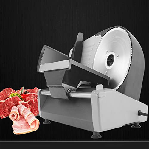 Cortadora de Carne para Uso doméstico o Comercial, Cortadora de Carne Cortadora eléctrica de Alimentos Deli, Cuchilla de Acero Inoxidable extraíble de 19 cm y Carro para Alimentos,