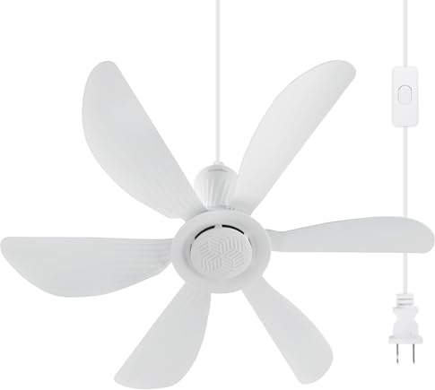 Roodike 22.5 Plug in Ceiling Fan for Outdoor Gazebo Patio Canopy Tent, 13.2 Ft Long Cord with on/off Button