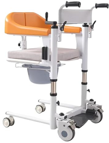 Commode Toilet Chair,Hoist for Lifting Elderly,Manual Lifting Patient Lift,Hydraulic-Powered Patient Lift for Home,180° Split Seat Transfer Chair A