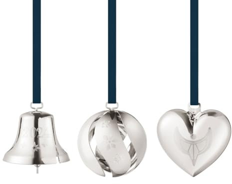 Georg Jensen - Klassisches Hängendes Ornament 3-tlg. Palladium, Metall, Weihnachten
