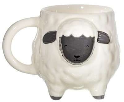 Sass & Belle Sheep Shaped Mug – Cute Novelty Coffee Cup Gift for Mum, Funny Tea Mug for Animal Lovers, Home Decor & Tableware, Unique Kitchen Accessories