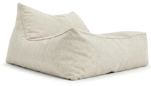 Aiire XXL Sitzsack Outdoor Modern - Riesen Bean Bag Liege mit Füllung für Garten und Pool - Bodenkissen Grob, Bodenstuhl - Outdoor Sitzsäcke für Kinder und Erwachsene Beige