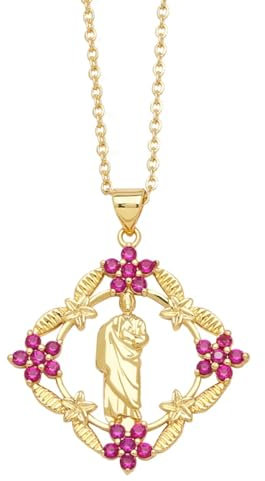 Collar Colgante Cadena Hombre Mujer Joyas Necklace Collares para Mujer Fucsia