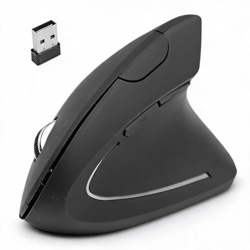 Mouse Ergonomico Verticale, Mouse Wireless 2.4G Silenzioso con Tunnel Carpale e DPI Regolabile, Alimentato a Batteria per Laptop, Desktop, PC e Gaming