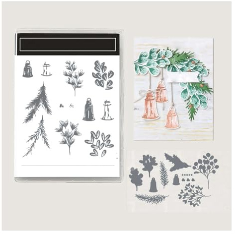 Wisafory Stempel und Stanzschablonen Set Stempel und Stanzformen Silikonstempel und Stanzen Set Weihnachts Stanzformen Schablonen für DIY, Scrapbooking, Grußkarten, Geschenkkarton-Dekoration 27#