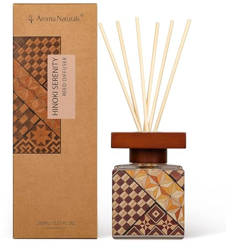 Aroma Naturals Duftstäbchen Raumduft 150ml mit Holzdeckl Raumduft Stäbchen Natürlicher und Langlebiger Rattanstäbchen, für Wohnzimmer, Schlafzimmer, Büro, Bad (Die Ruhe des Zypressenholzes)