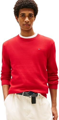 Tommy Jeans Tjm Slim Essential Light Sweater Pullover, Red (Sapphire Red), S Uomo